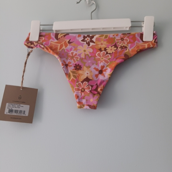 Stone Fox Swim Roca Retro Floral Tie Side Cheeky Bikini Bottom NWT XS - Picture 3 of 6